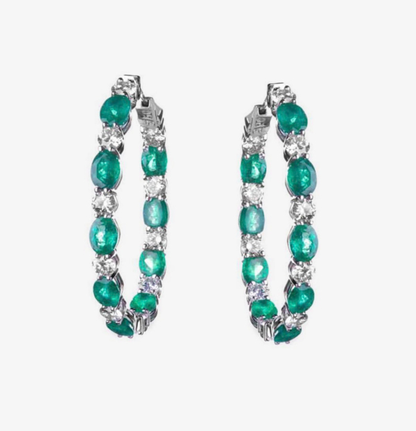 1.Emerald and diamond hoops