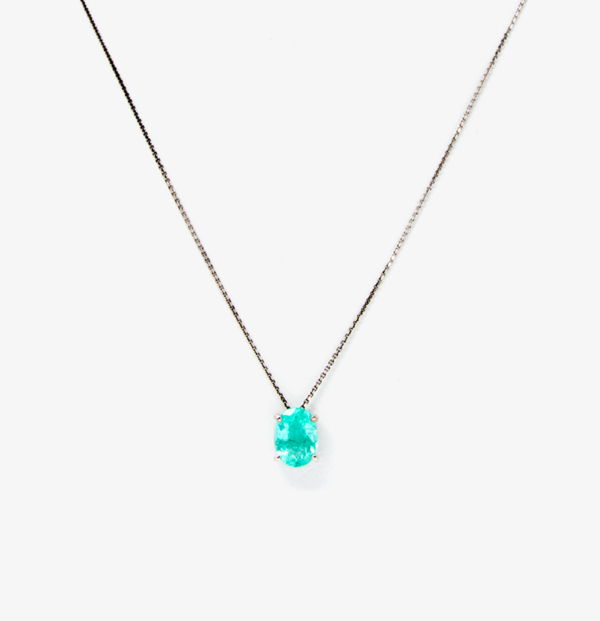 1.Minimalist Oval Paraiba Necklace