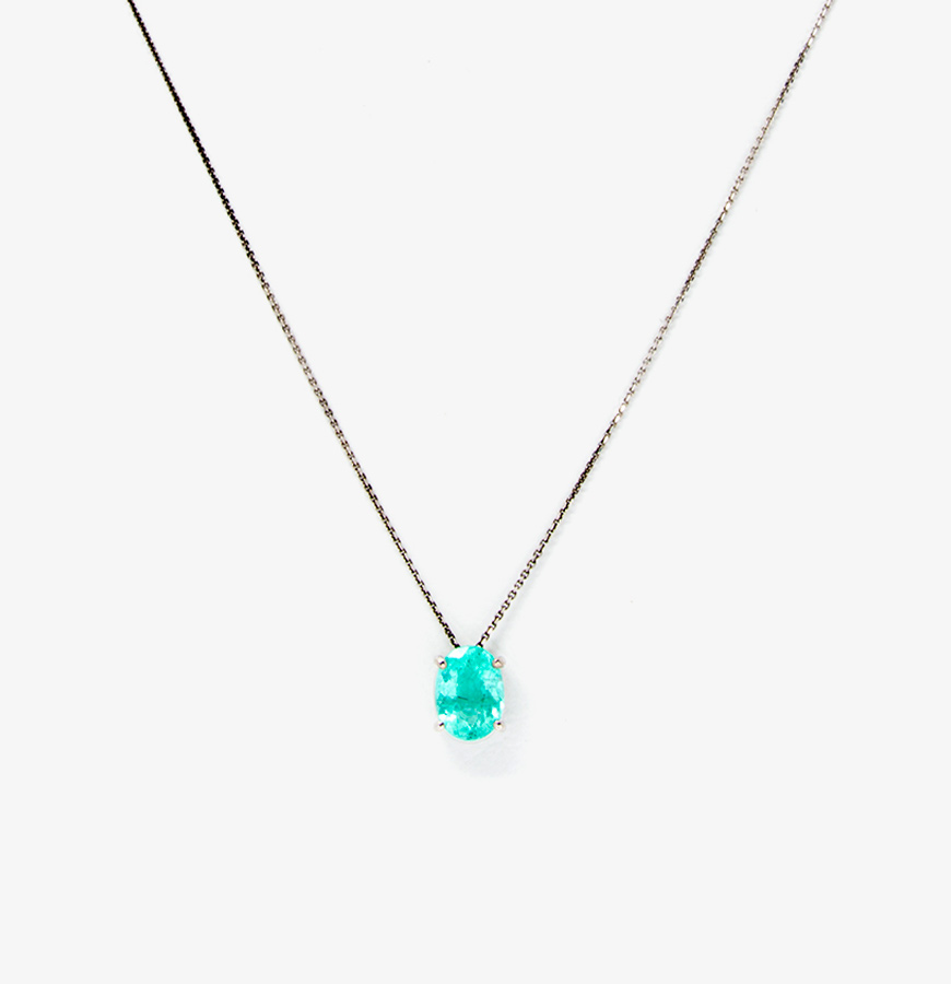 Minimalist Oval Paraiba Necklace