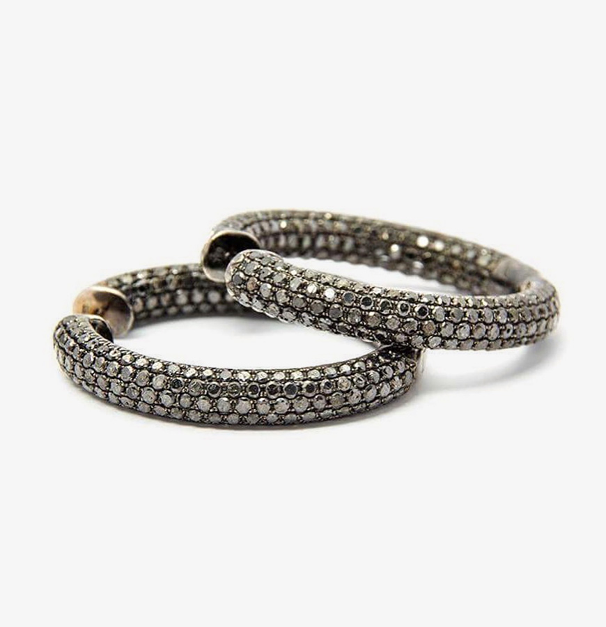 Midnight Micro Pave Black Diamond Hoops