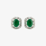 1.Oval Emerald Baguette Diamond Halo Studs